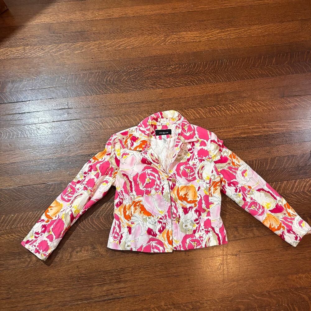 Beautiful Jones New York Petite Size 8P Pink Floral Blazer – Long Sleeve Jacket